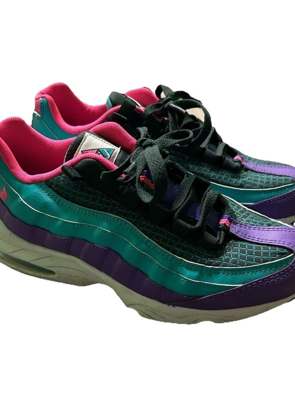 Girls Nike Green Purple Pink Sneakers Size 6.5 Y Just Do It - Picture 2 of 5